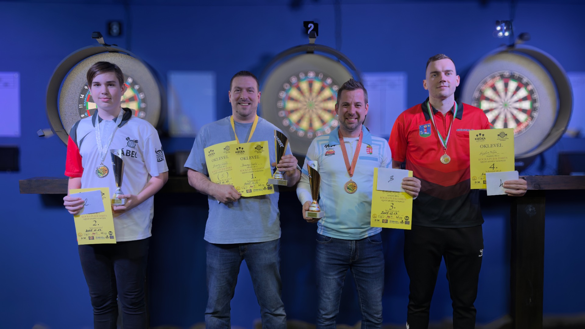 A JÁTÉKNAP HELYEZETTJEI: HORVÁTH ÁBEL (2.) - BARANYAI LÁSZLÓ (1.) - KOMÁROMI KÁZMÉR (3.) - SIPŐCZ MILÁN (4.)